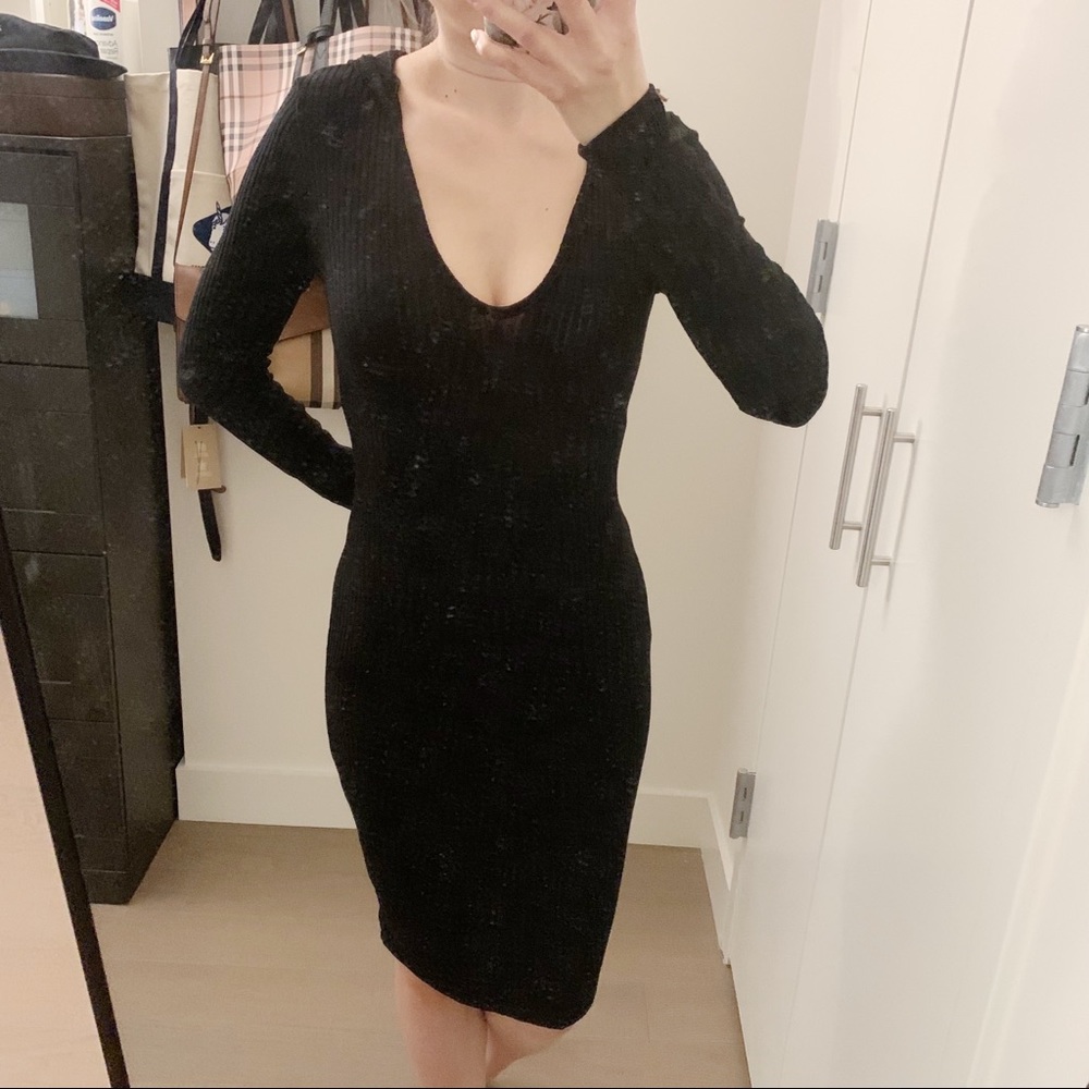 New Forever 21 black hooded midi ribbed skirt